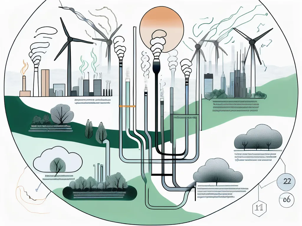 image of landscape with wind turbines and a sunset