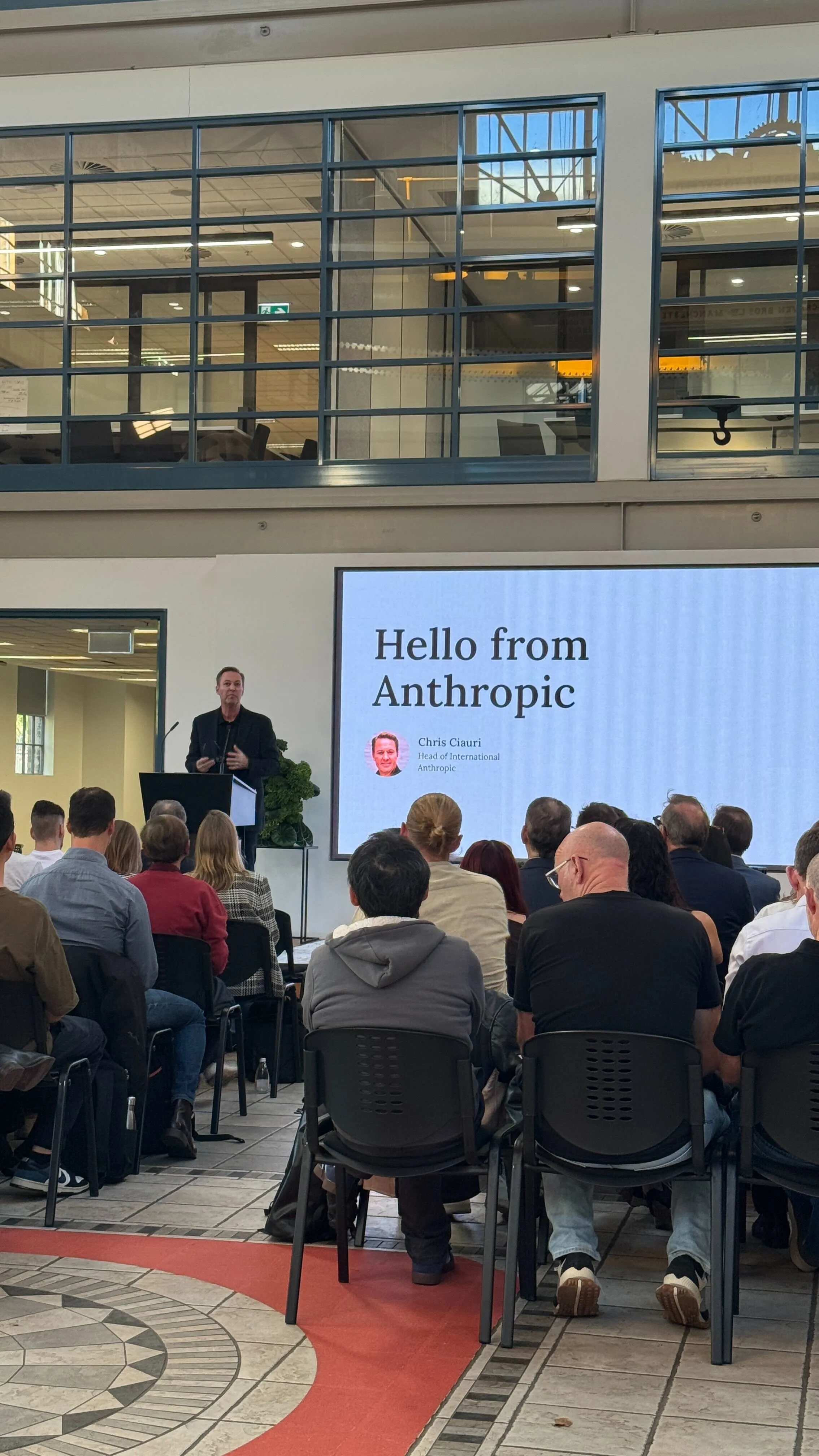 Chris Ciauri, Head of International at Anthropic, opening the Deep Tech Founder Salon at Cicada Innovations