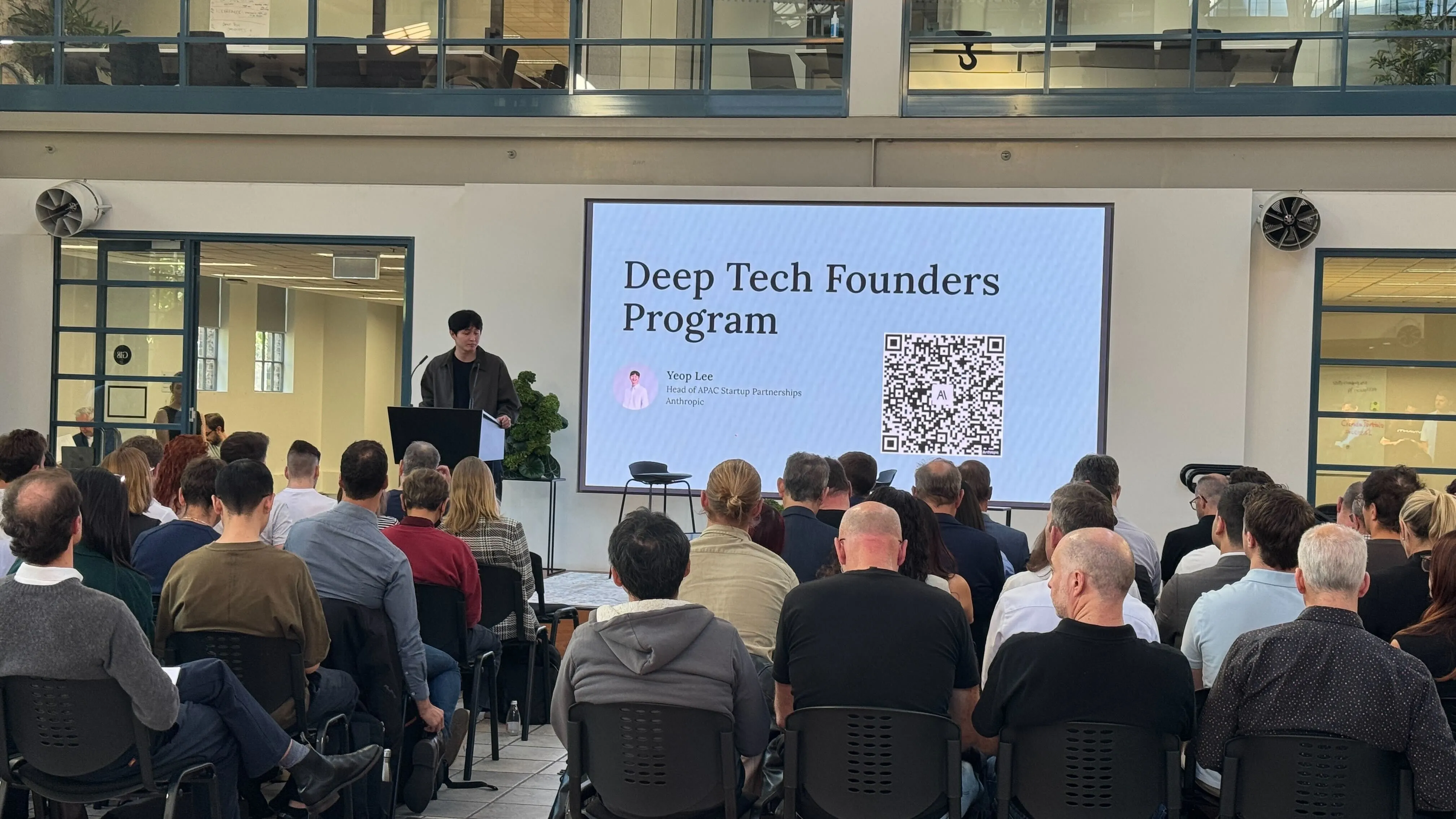 Yeop Lee, Head of APAC Startup Partnerships at Anthropic, introducing the Deep Tech Founders Program