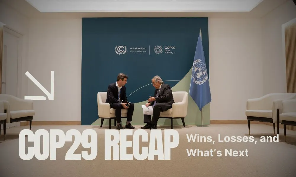 image of UN leaders speaking with article title COP29 Recap