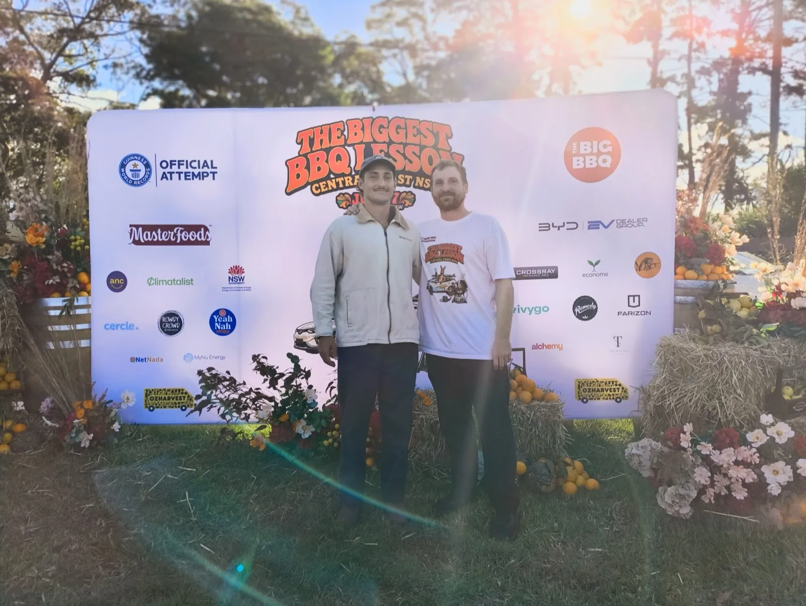 Two team members at The Biggest BBQ Lesson, a Guinness World Record attempt NetNada supported