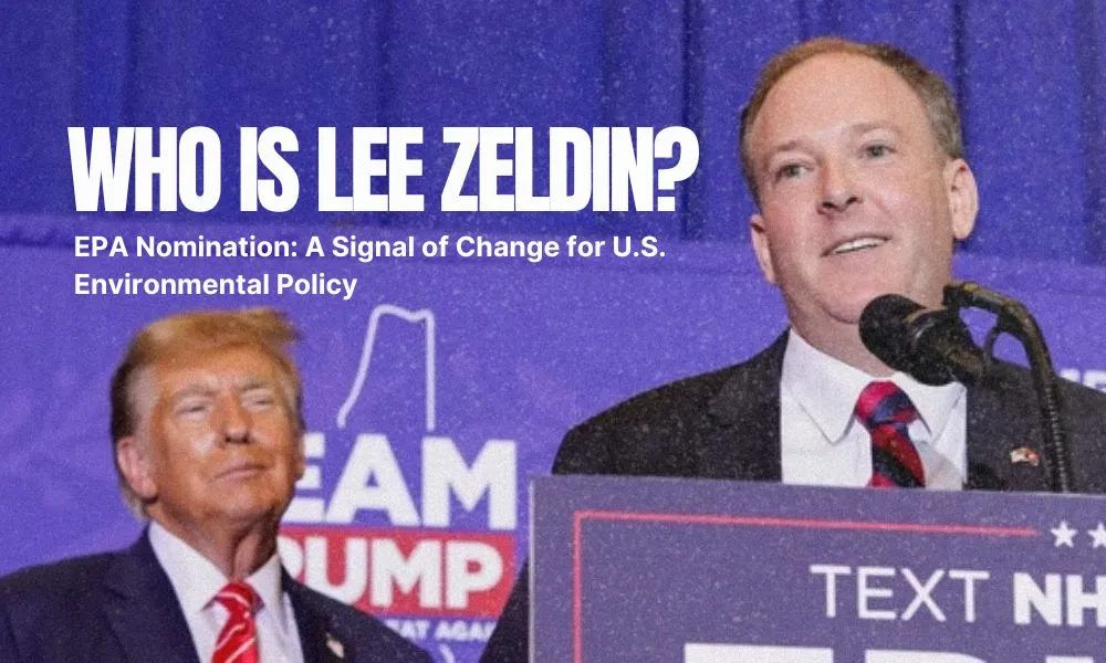 image of Lee Zeldin elected as head of EPA and Donald Trump in the background