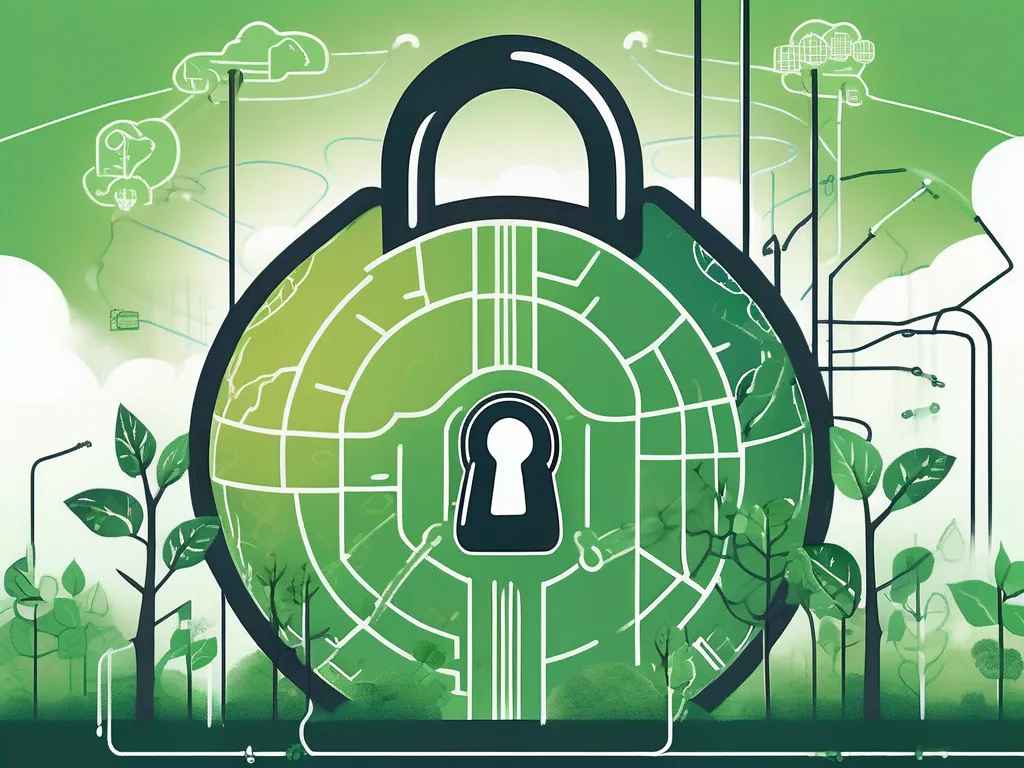 Image of a green lock with plants and trees around