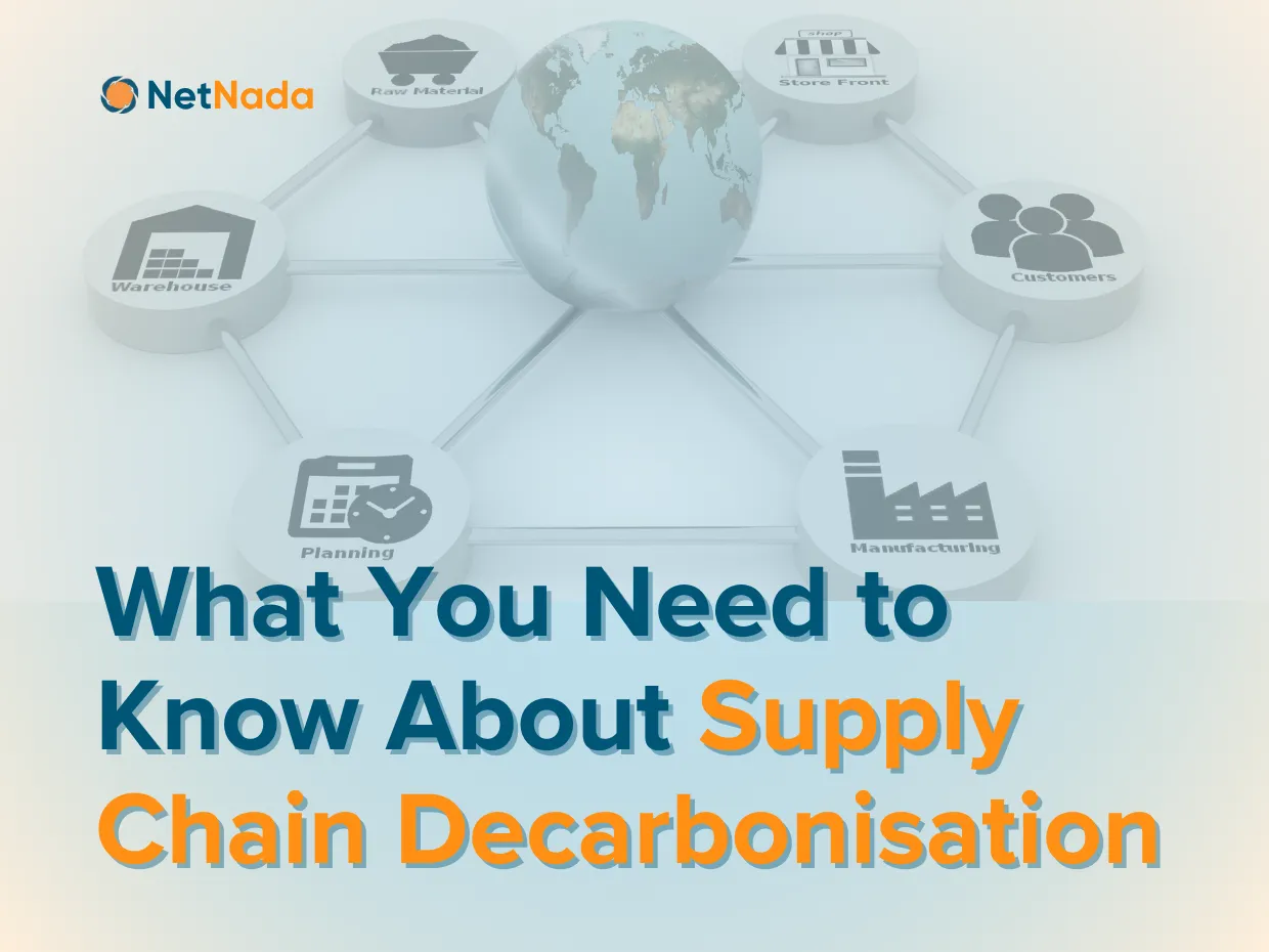 graphic of the title on a gradient background with a supply chain symbol