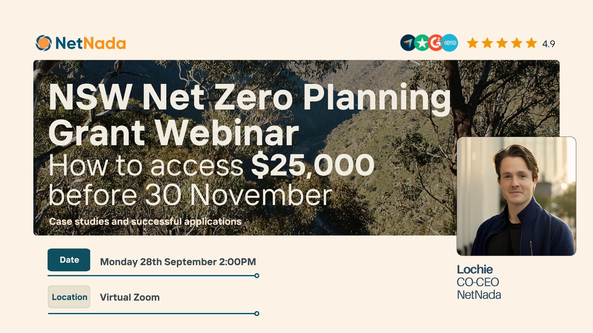 NSW Net Zero Planning Grant round 2 webinar with NetNada co-founder Lochie Burke.